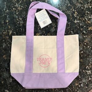Trader Joe's Lavender and Cream Tote Bag